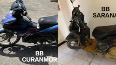 Barang bukti sepeda motor terkait tindak pidana pencurian di wilayah Kabupaten Sekadau.
