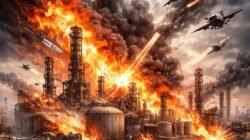 Ilustrasi - Foto citra satelit yang menunjukkan kepulan asap hitam pekat akibat kebakaran di fasilitas kilang minyak setelah serangan rudal. (Dok. Faktakalbar.id)