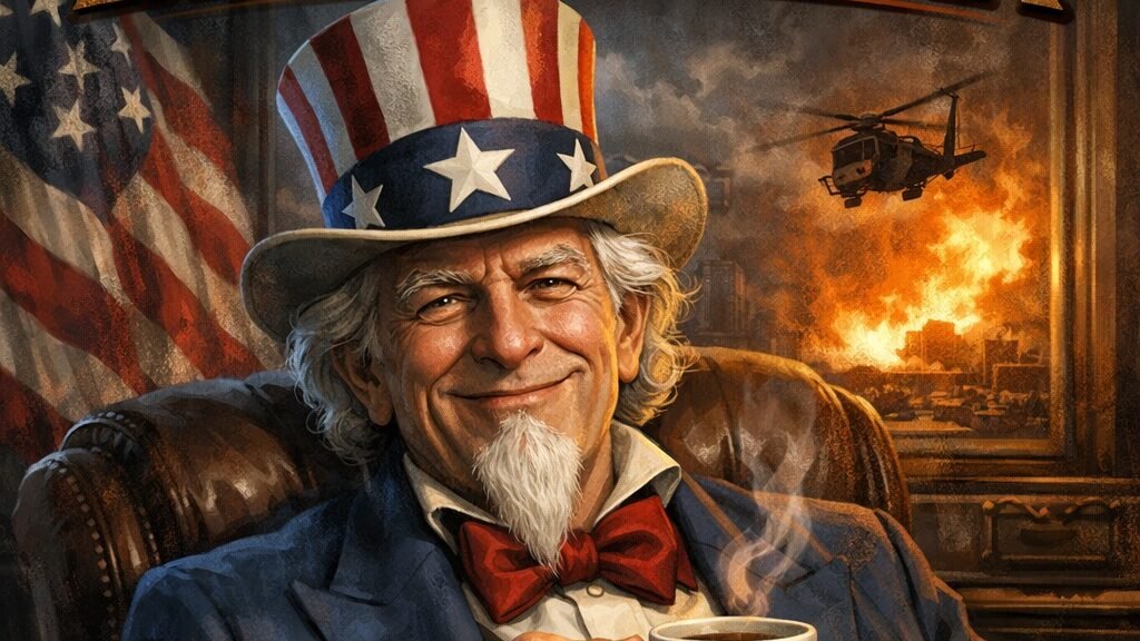 Ilustrasi siluet gedung Capitol Amerika Serikat dengan latar belakang peta dunia yang dramatis. (Dok. Ilustrasi/Faktakalbar.id)