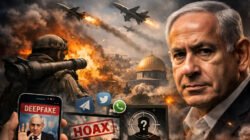 Ilustrasi AI - Mengulik hoaks tentang kematian Benjamin Netanyahu sebagai contoh nyata perang narasi dan informasi di era digital abad ke-21. (Dok: HO/Faktakalbar.id)