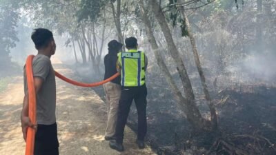 Tim gabungan Siaga Karhutla menyisir kawasan lahan gambut untuk melakukan proses pendinginan dan memadamkan bara api yang masih aktif di bawah permukaan tanah.