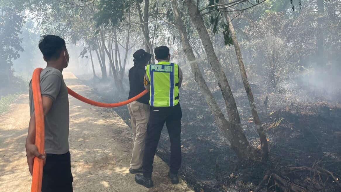Tim gabungan Siaga Karhutla menyisir kawasan lahan gambut untuk melakukan proses pendinginan dan memadamkan bara api yang masih aktif di bawah permukaan tanah.