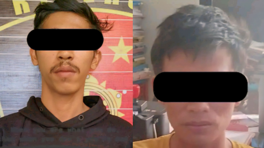 Kedua tersangka kasus tindak pidana pembobolan rumah di Kelurahan Roban, Singkawang. (Dok. Ist)