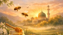 Ilustrasi AI - Refleksi pengajian subuh Ramadan dari Surah An-Nahl yang mengajak manusia merenungi dan bersyukur atas nikmat Allah serta belajar dari kehidupan lebah. (Dok: Gusti Hardiansyah)