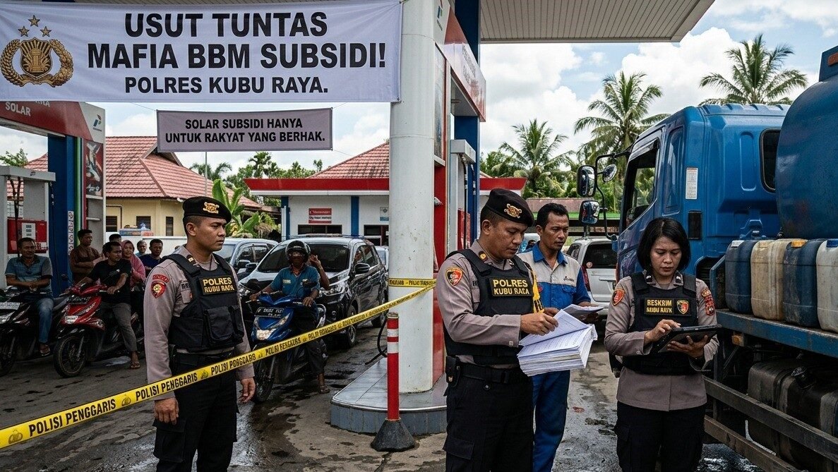 Ilustrasi - Aparat kepolisian Polres Kubu Raya tengah melakukan penyelidikan maraton terkait kasus dugaan penyelewengan dan distribusi ilegal BBM solar bersubsidi. (Dok. HO/Faktakalbar.id)
