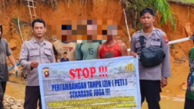 Polsek Nanga Taman datangi sejumlah lokasi untuk tertibkan aktivitas PETI di Nanga Taman.