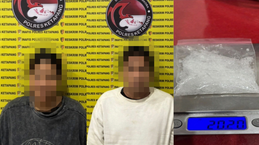 Kedua pelaku berinisial I dan R beserta barang bukti puluhan gram narkotika jenis sabu dan sebuah kotak rice cooker saat diamankan oleh jajaran Satresnarkoba Polres Ketapang untuk penyidikan lebih lanjut.