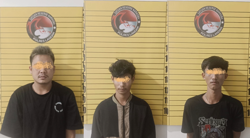 Polres Landak tangkap residivis narkoba berinisial EI beserta dua rekannya di Ngabang.