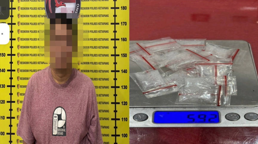 Tersangka kasus kepemilikan dan peredaran narkotika jenis sabu beserta barang bukti saat diamankan oleh jajaran Satresnarkoba Polres Ketapang.