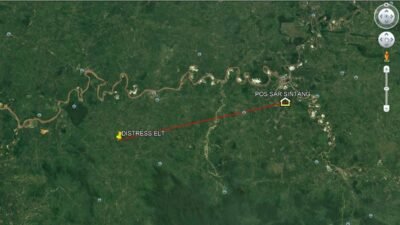 Lokasi perbukitan di wilayah Kecamatan Nanga Taman yang menjadi titik koordinat terakhir sebelum helikopter korporasi PK-CFX dilaporkan hilang kontak.