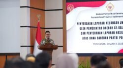 Wali Kota Pontianak Edi Kamtono memberikan sambutan saat penyerahan Laporan Keuangan Unaudited Tahun 2025 di Kantor Perwakilan BPK RI Provinsi Kalimantan Barat. (Dok. HO/Faktakalbar.id)