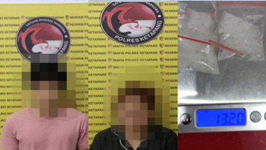 Dua tersangka pengedar sabu beserta barang bukti seberat 13,20 gram berhasil diamankan oleh jajaran Polsek Jelai Hulu di Kabupaten Ketapang.