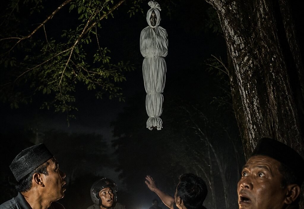 Ilustrasi - Petugas menindaklanjuti laporan warga terkait karung putih di atas pohon yang memicu isu kemunculan makhluk gaib di Hulu Sungai Utara. (Dok. Rosadi Jamani)