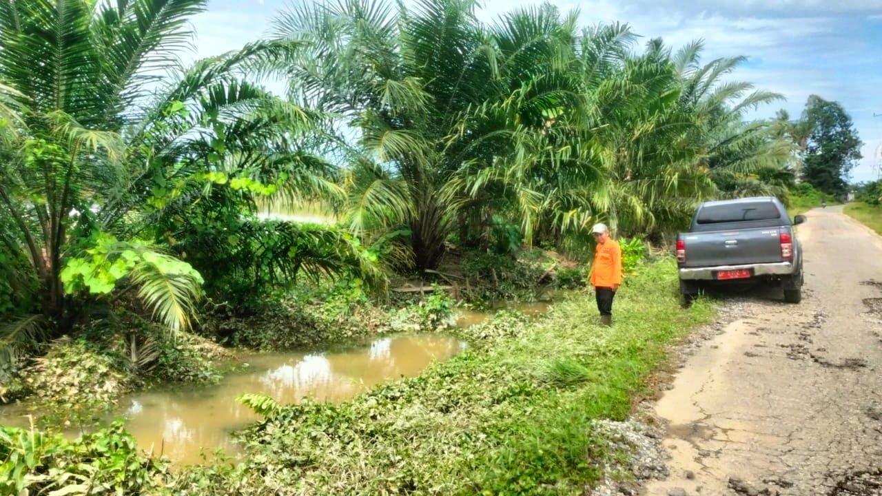 Tim BPBD Kabupaten Luwu Timur melakukan pemantauan tinggi muka air di kawasan permukiman dan lahan pertanian yang terendam luapan sungai di Desa Balo-Balo.