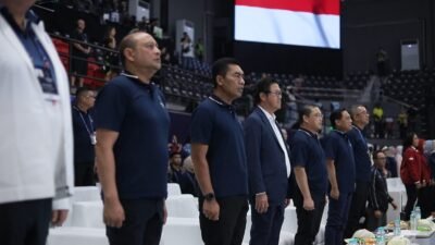 Sejumlah pejabat tinggi dan tamu kehormatan saat menghadiri seremoni pembukaan turnamen AVC Men’s Volleyball Champions League 2026 di GOR Terpadu Ahmad Yani Pontianak.