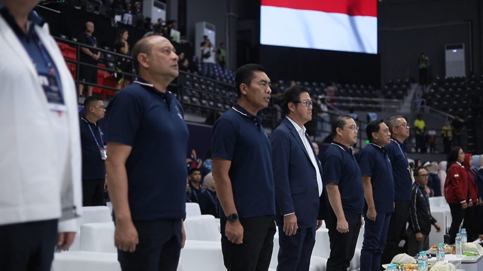 Sejumlah pejabat tinggi dan tamu kehormatan saat menghadiri seremoni pembukaan turnamen AVC Men’s Volleyball Champions League 2026 di GOR Terpadu Ahmad Yani Pontianak.
